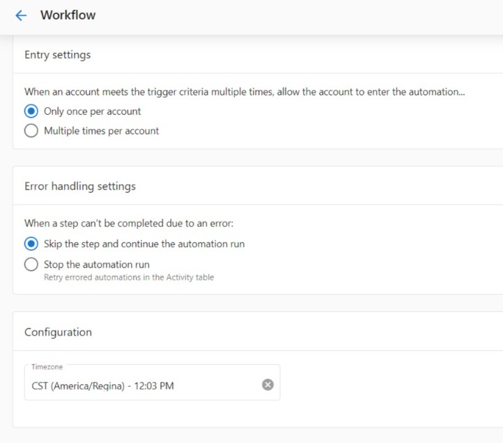 Automation Settings Tab
