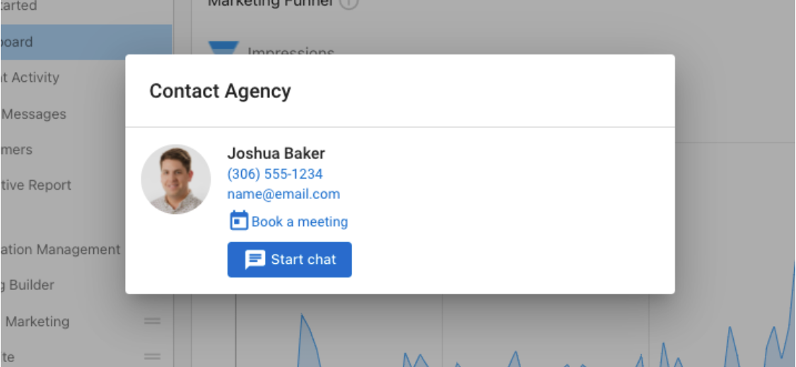 Business App Contact Card with booking link