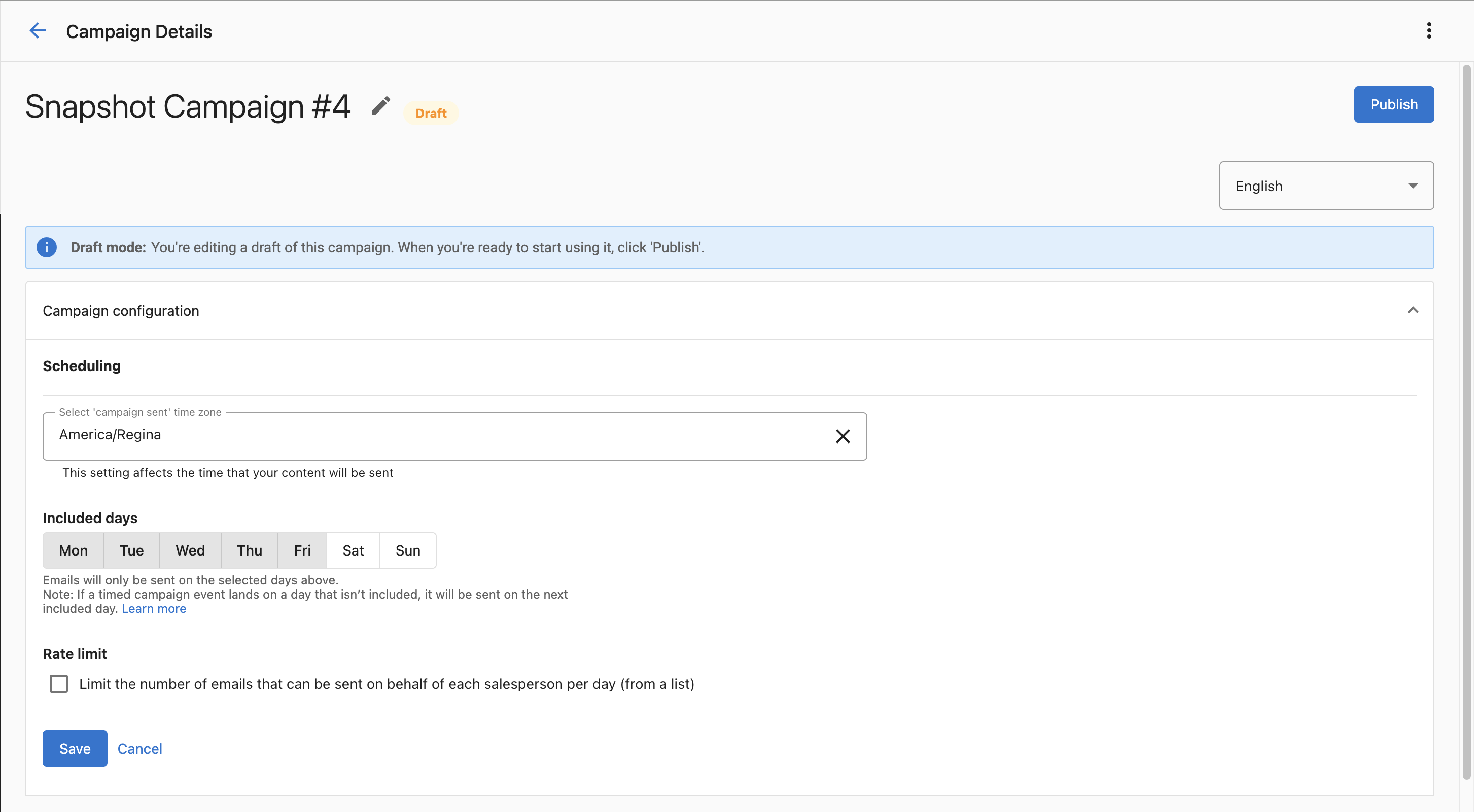 Campaign configuration settings