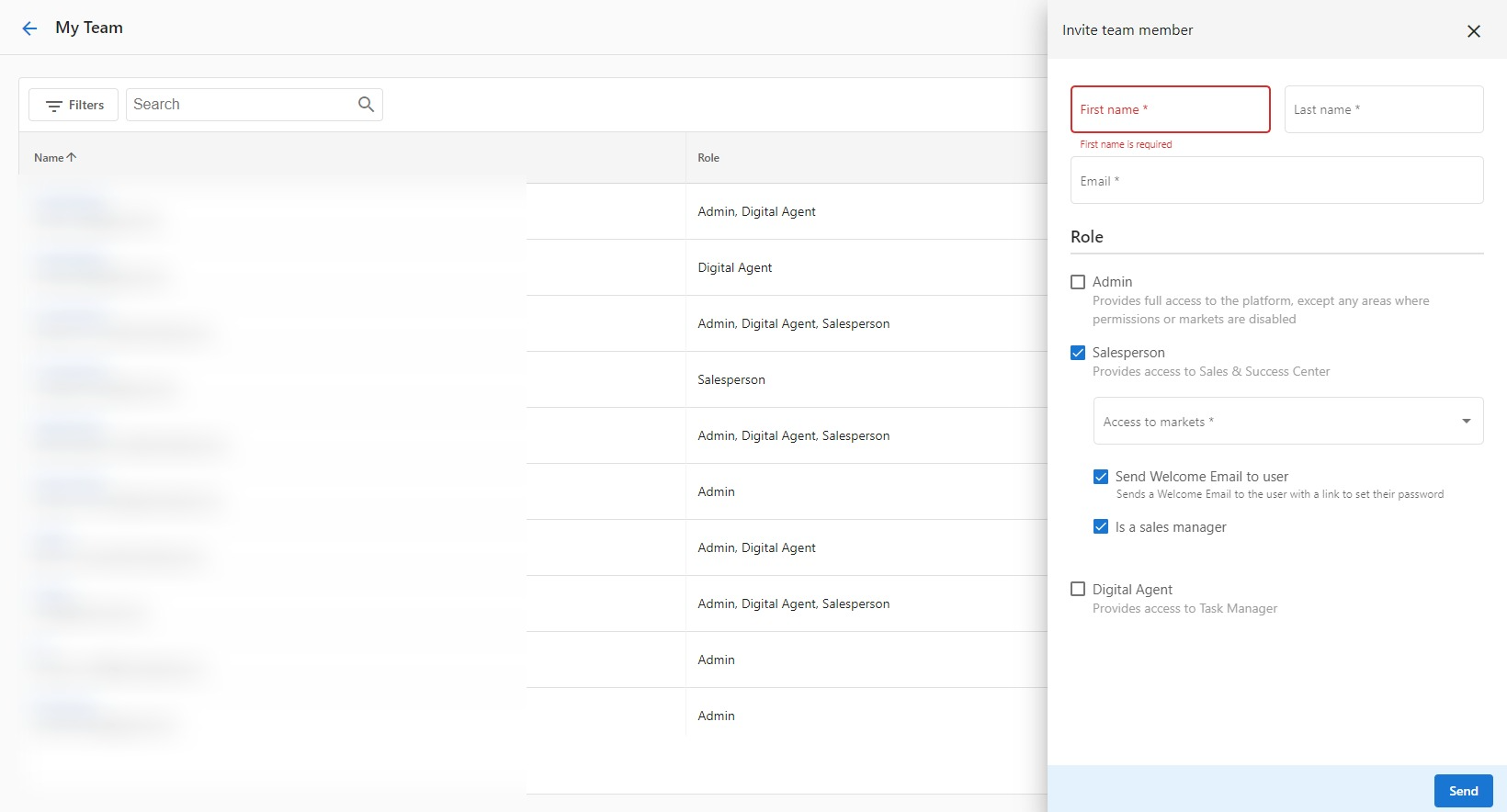 Create Salespeople interface