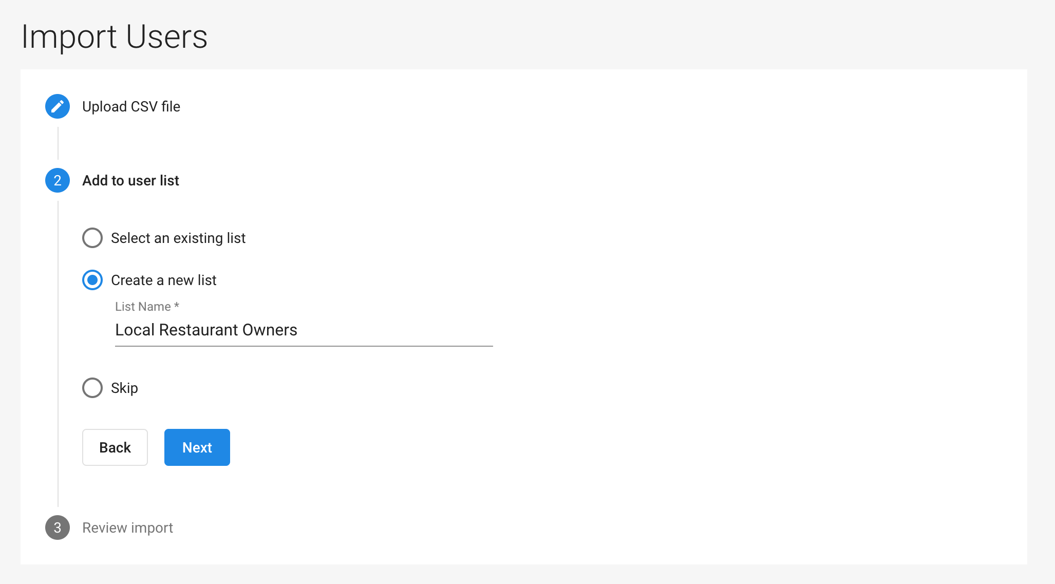Import users step 2