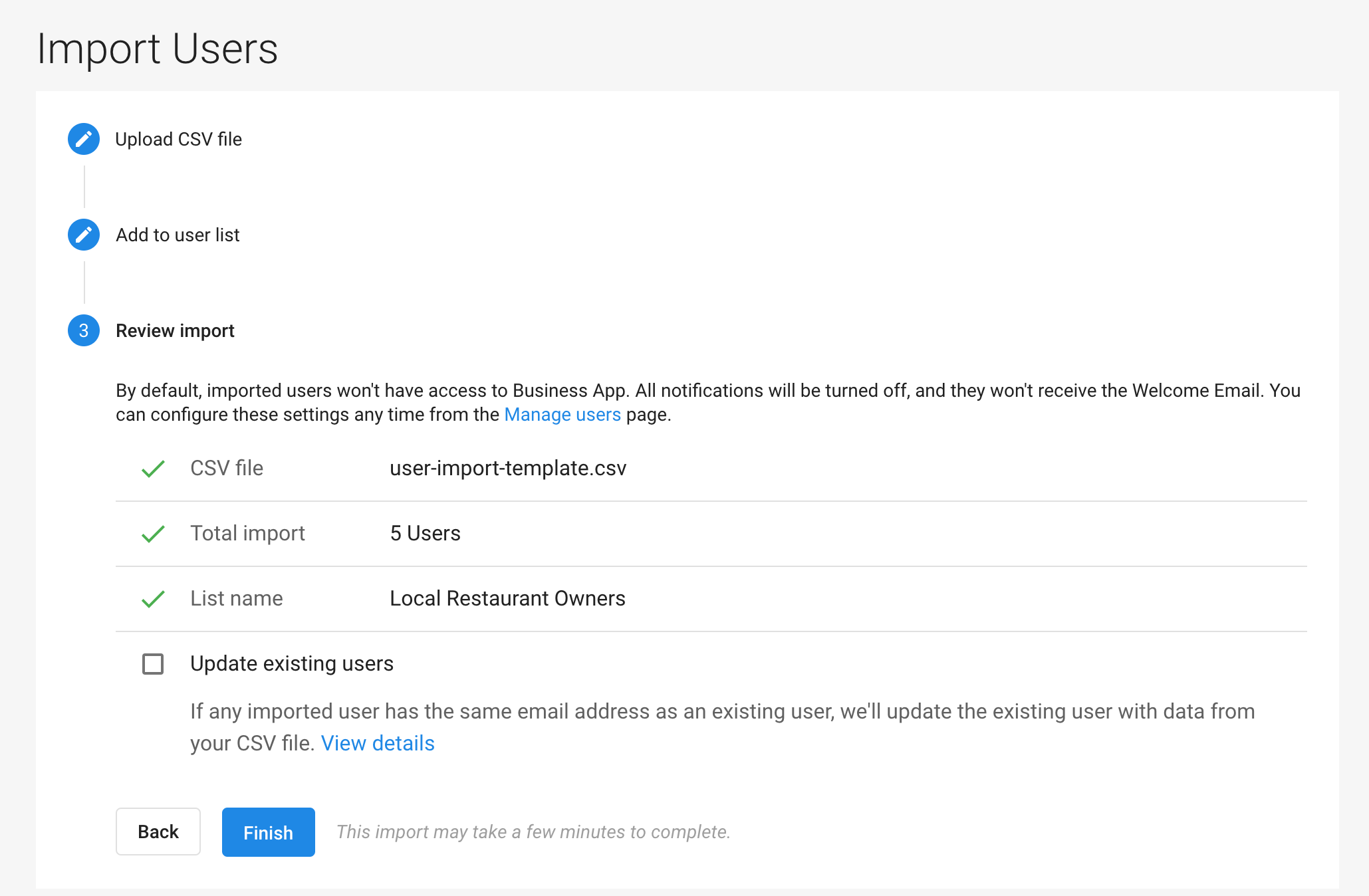 Import users step 3