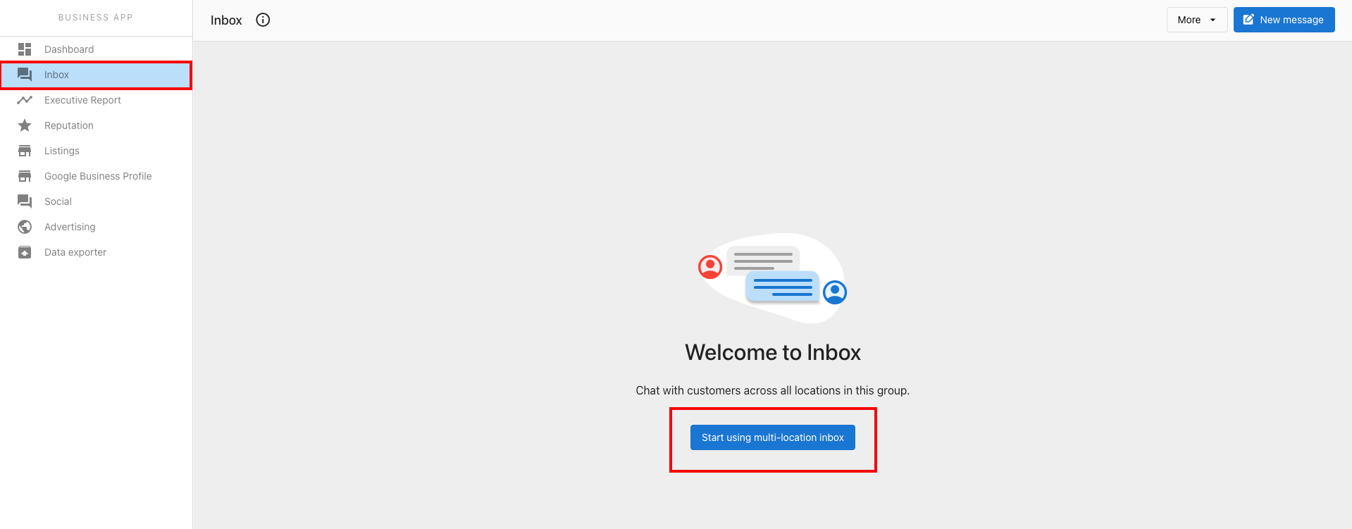 Multi-Location Inbox interface
