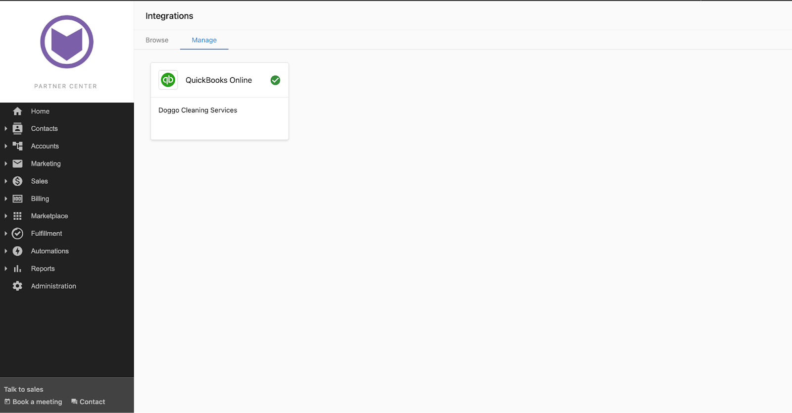 Quickbooks Connection on Marketing Page