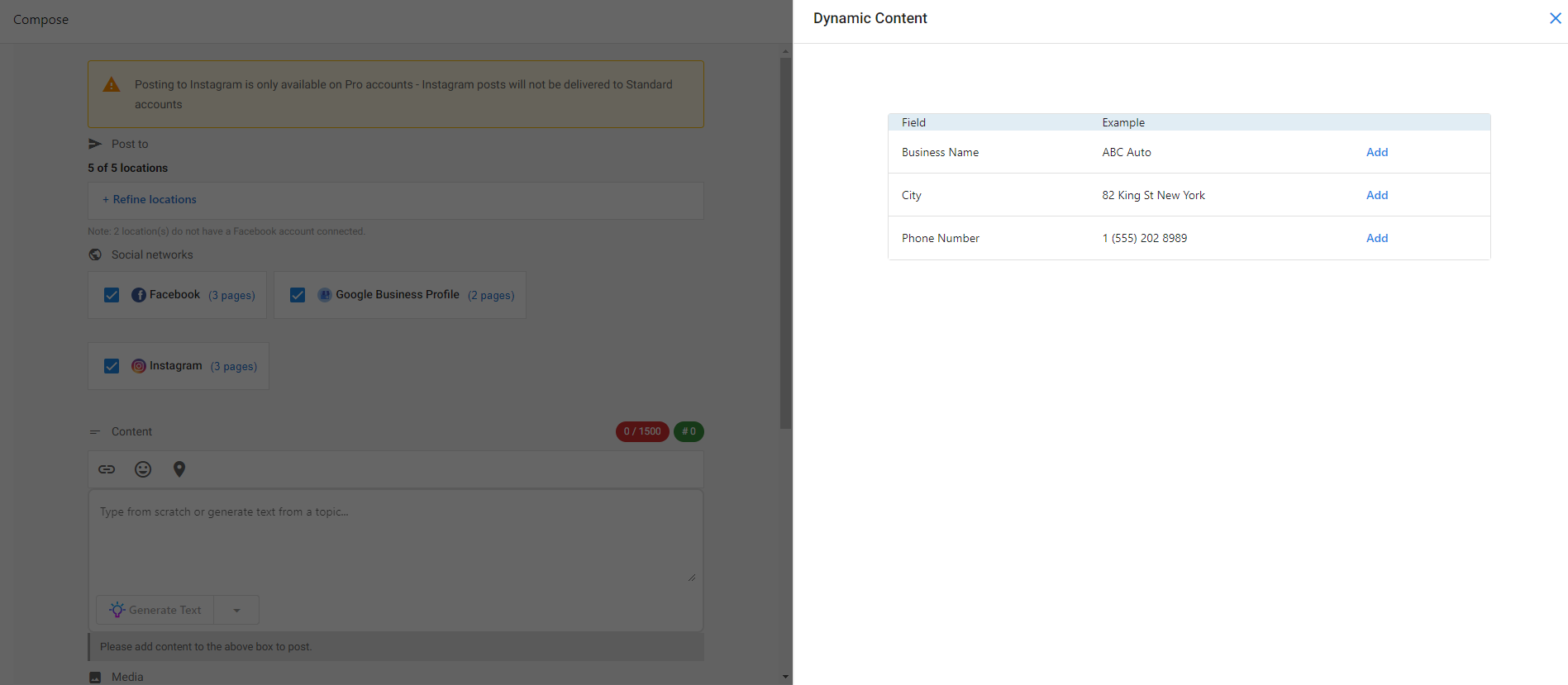 Dynamic content options