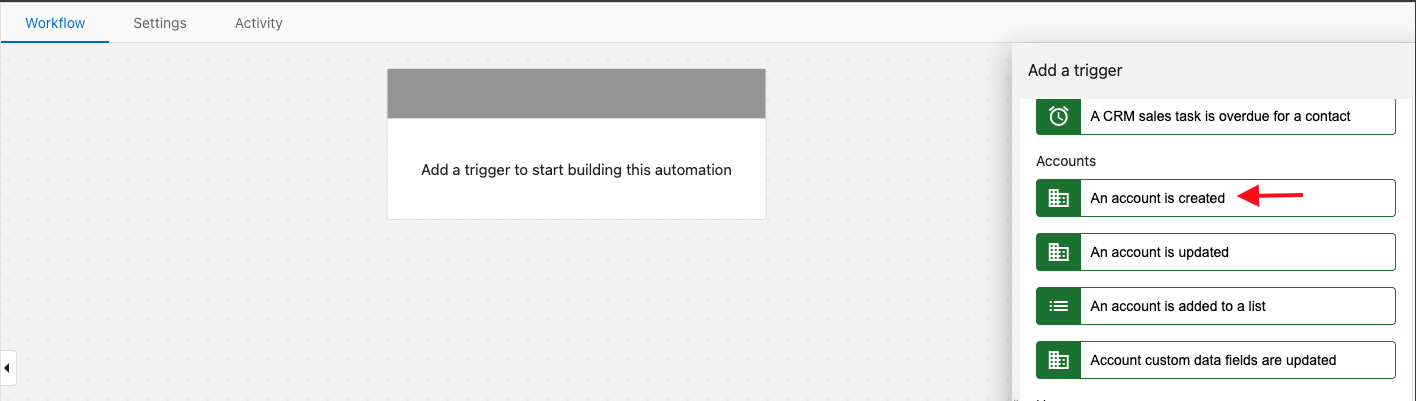 Account created trigger