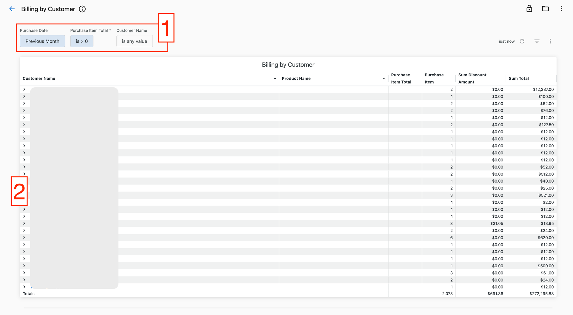Billing by Customer Report