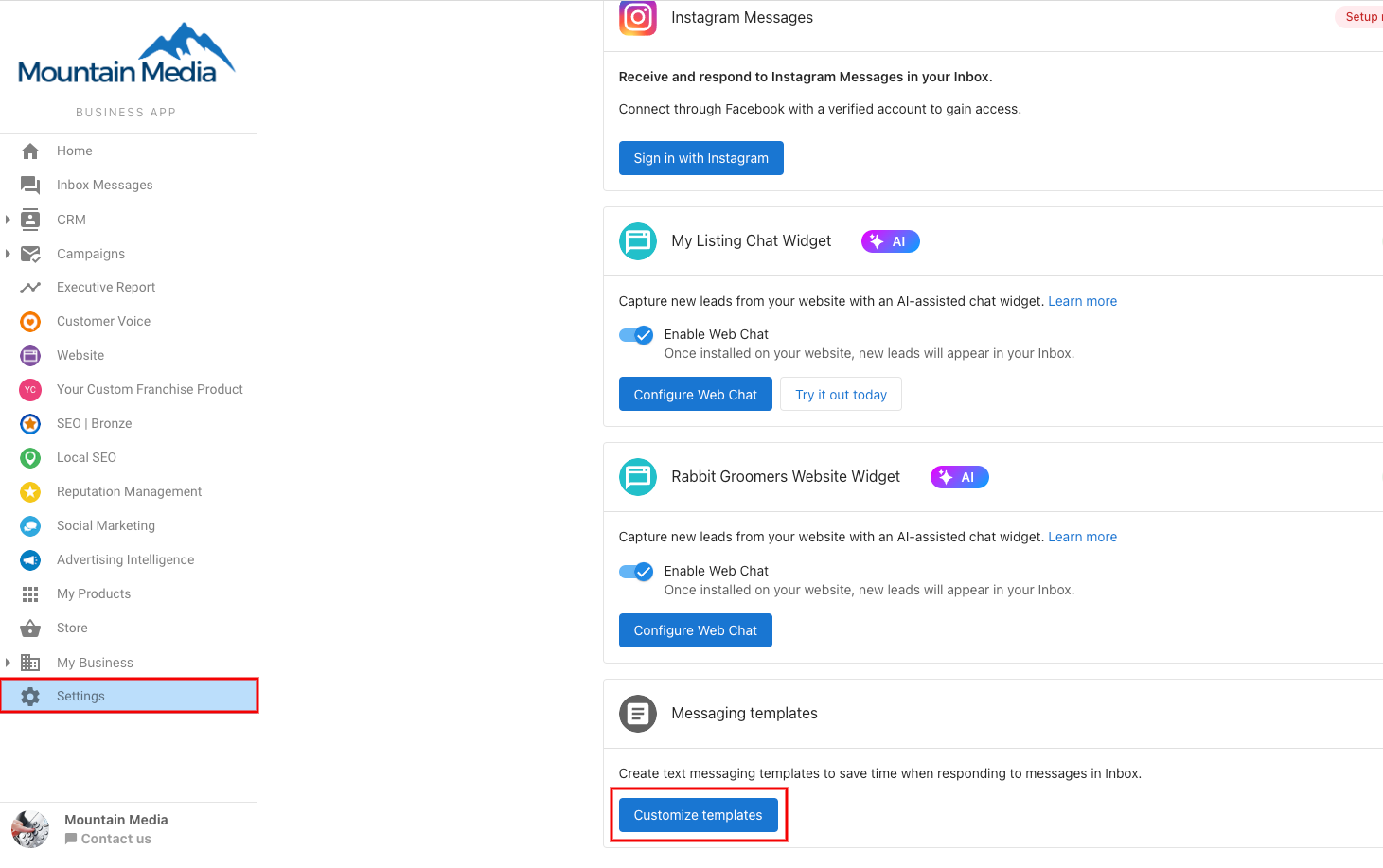Business App template customization