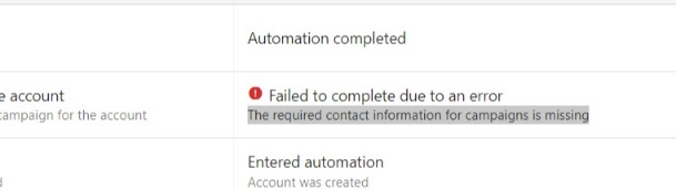 Campaign failed error