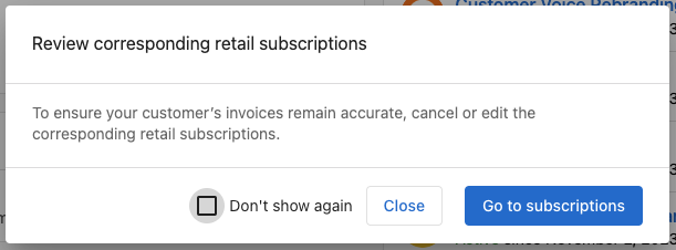 Note about canceling products