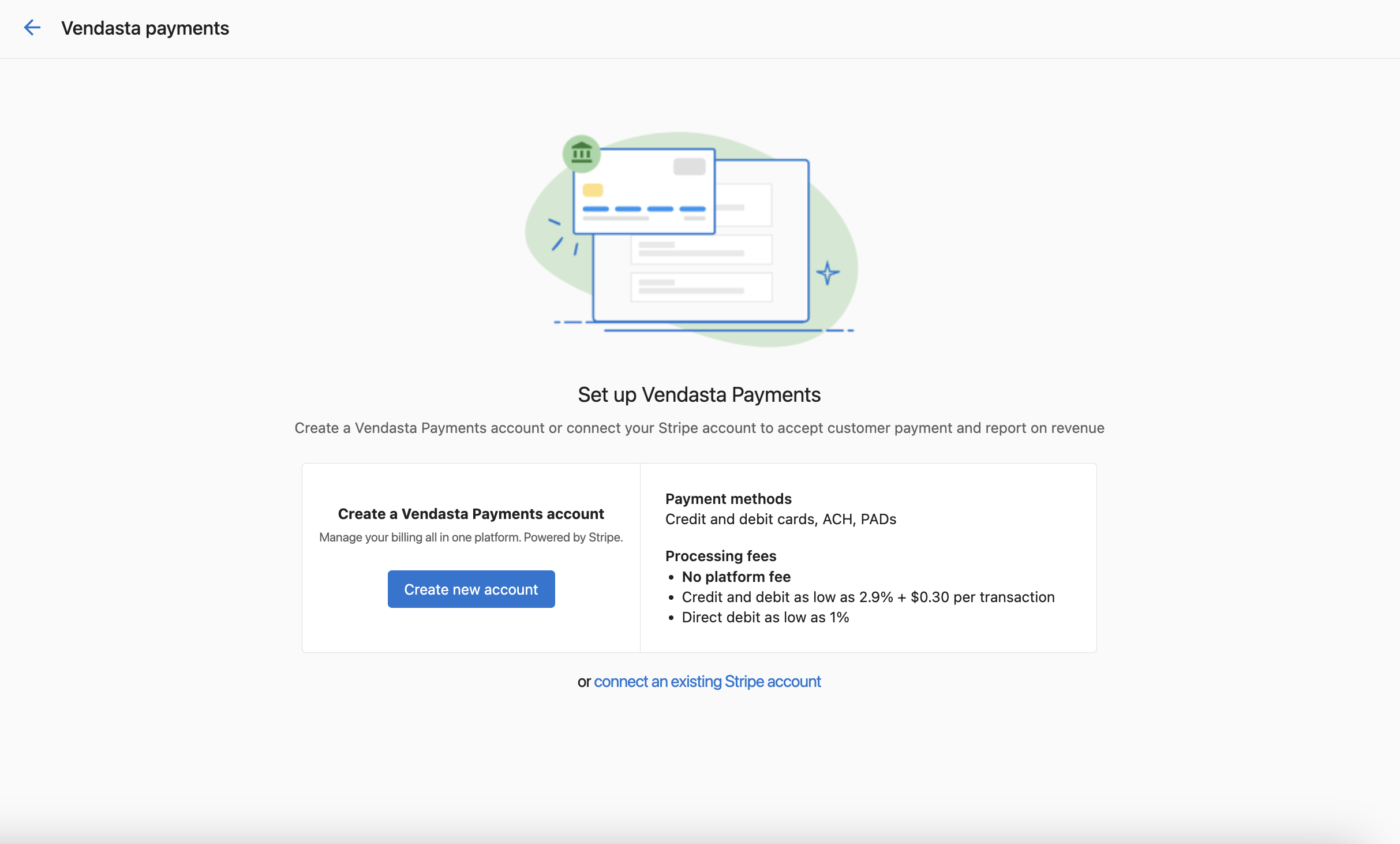 Connect Stripe Account option