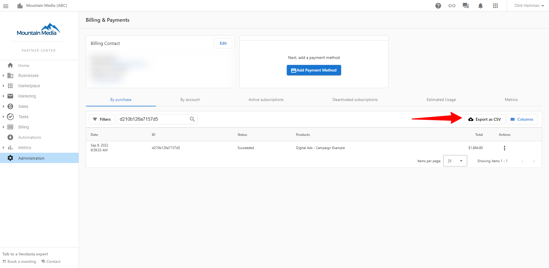 CSV download option