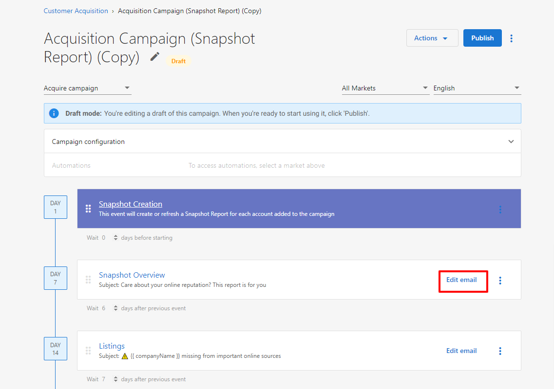 Edit email content