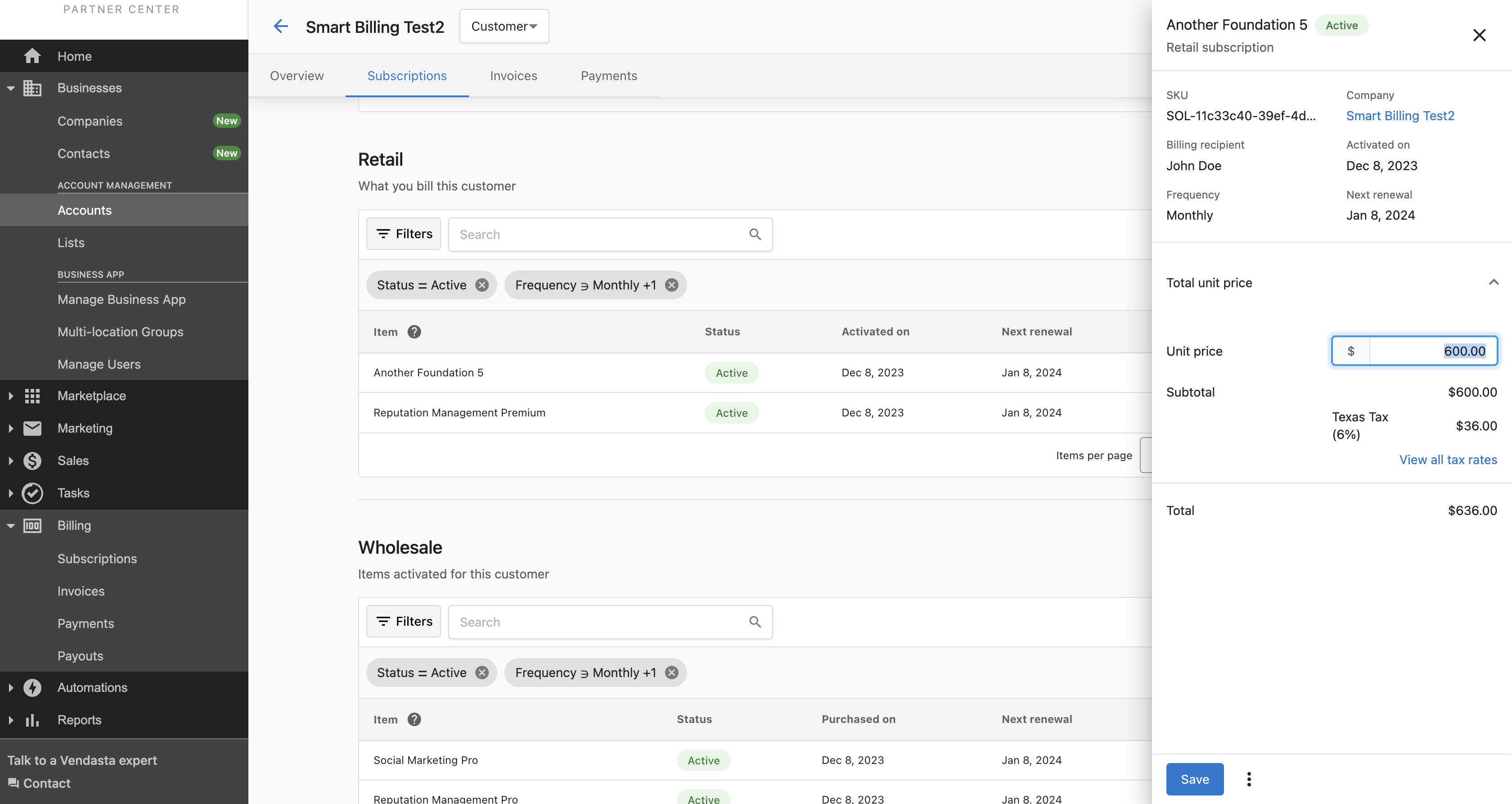 Edit subscription price