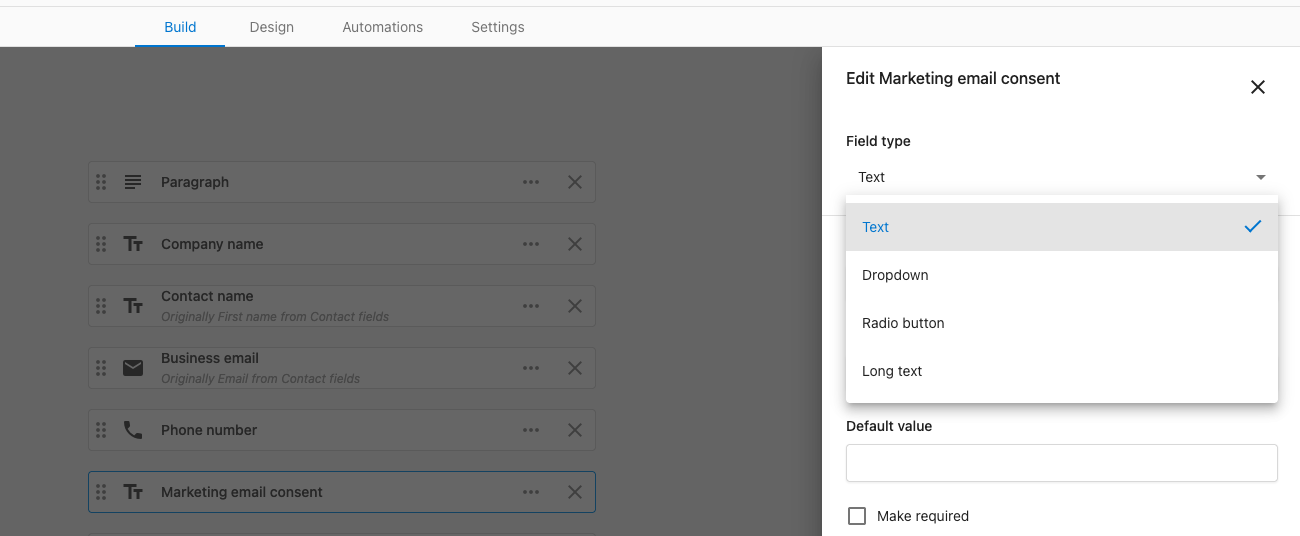 Change field type to Dropdown