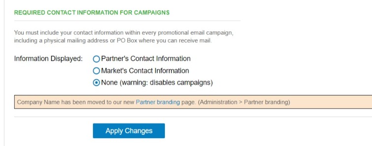 Market contact settings