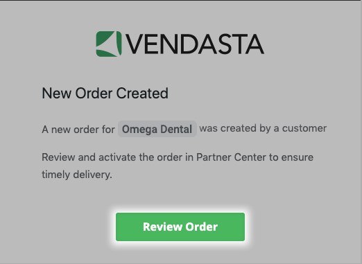 Orders page showing Order ID