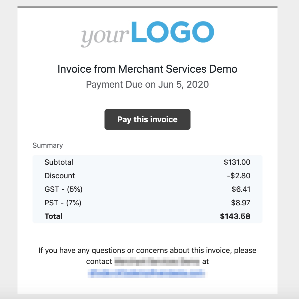 Invoice email