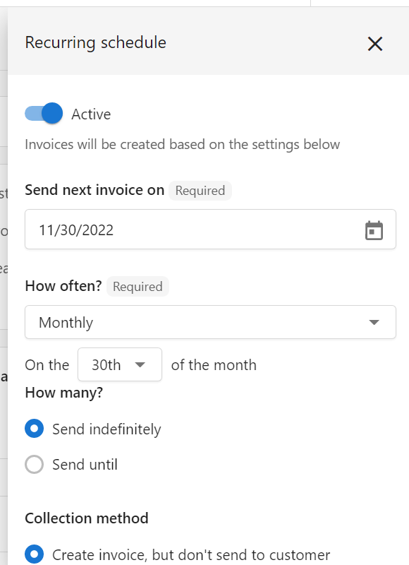 Recurring invoice template
