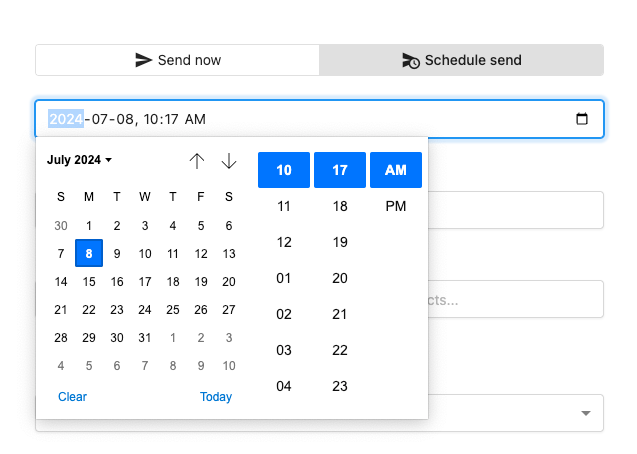 Schedule Campaigns Time Selection
