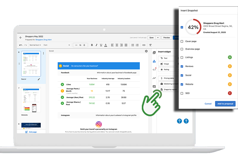 Snapshot Report insertion in Proposals