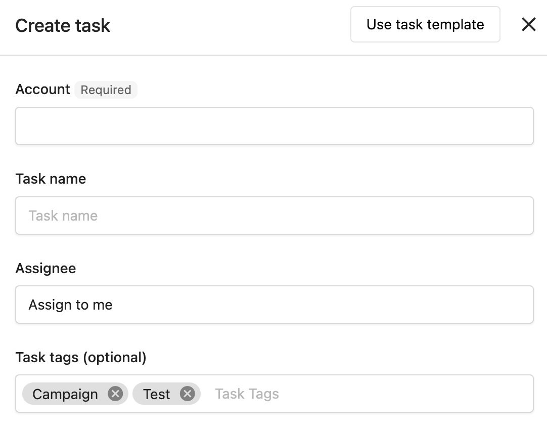 Adding tags to a new task