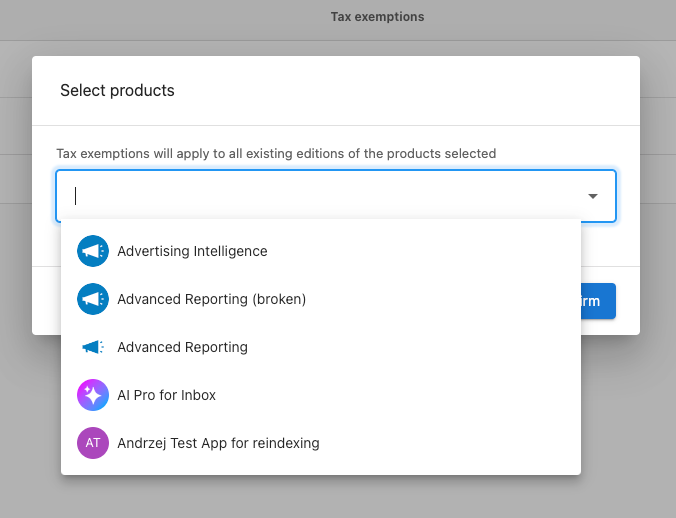 Add items for exemption