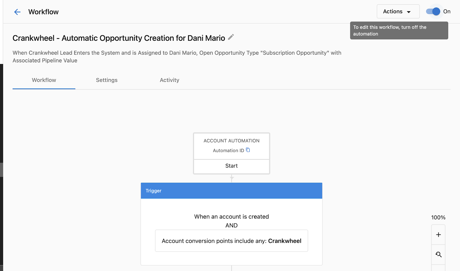 Toggle automation off
