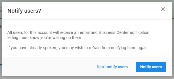 Waiting on Customer notification