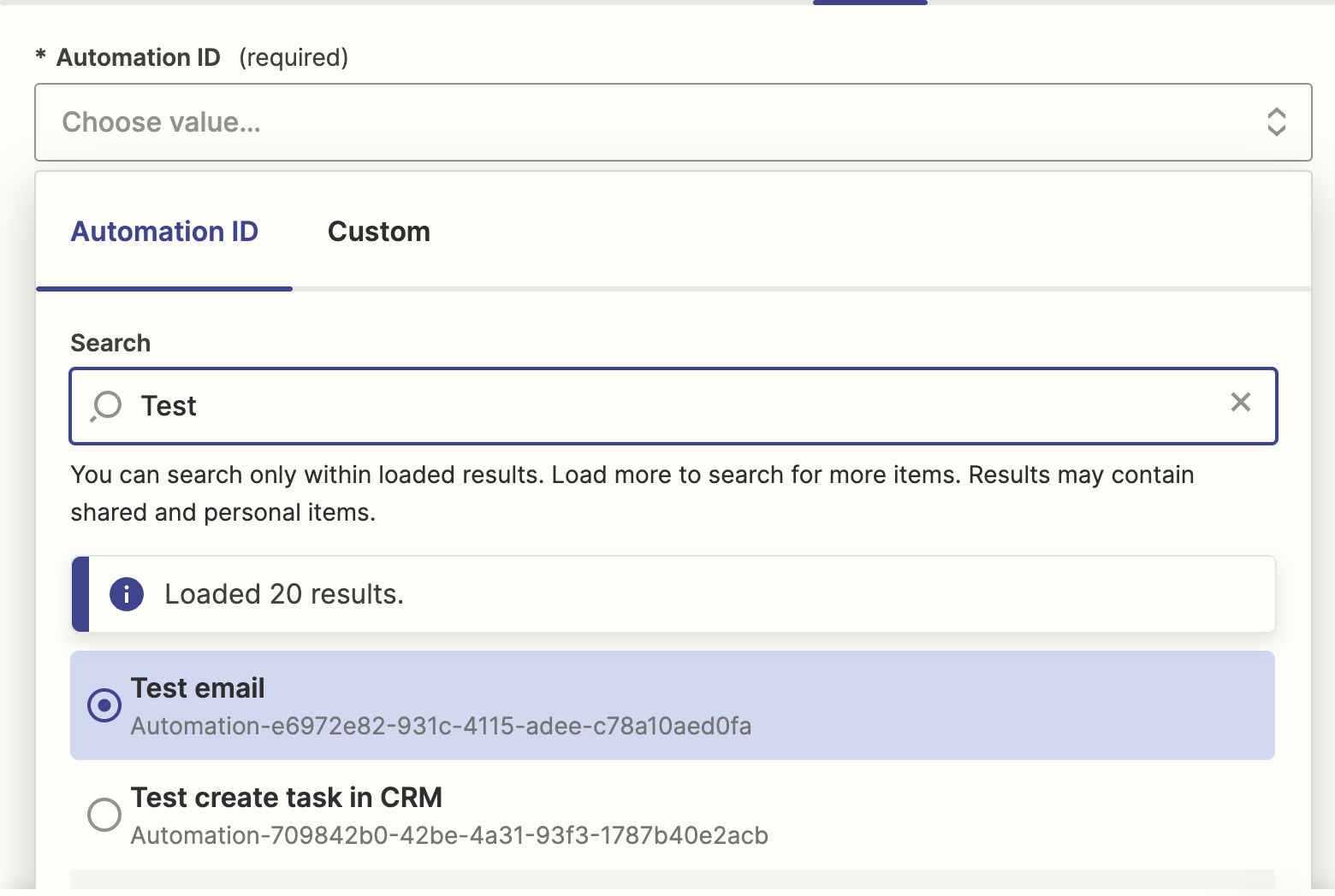 Zapier Automation ID Search