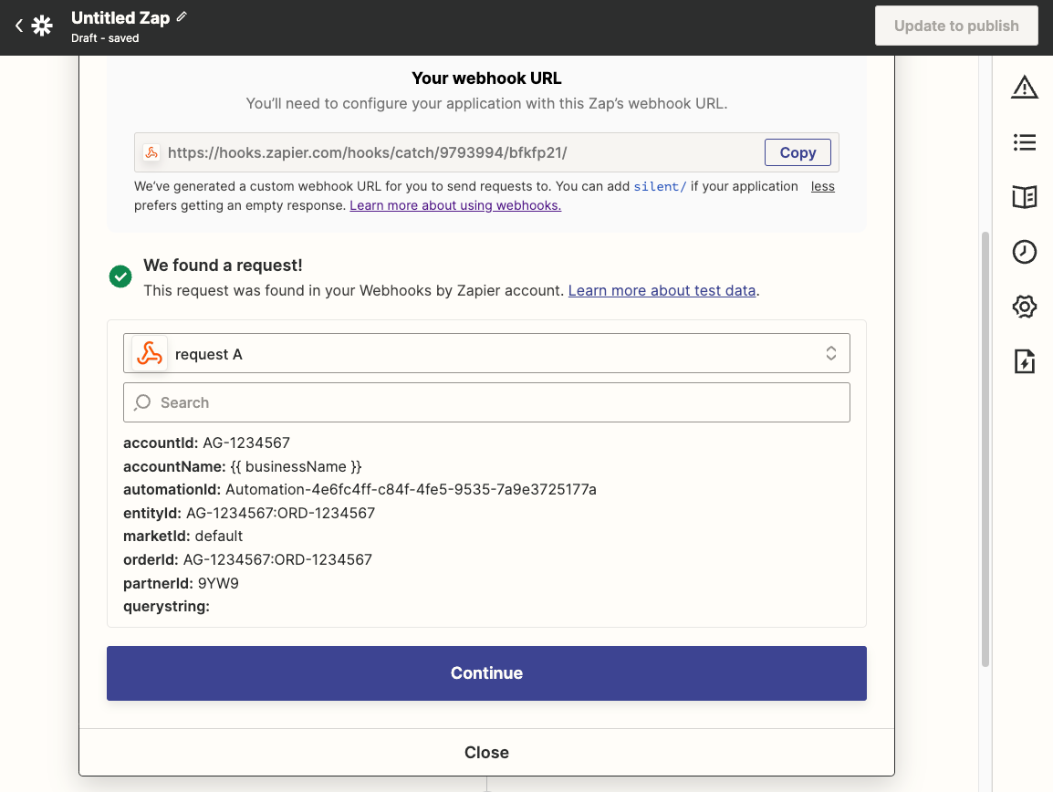 Zapier test successful