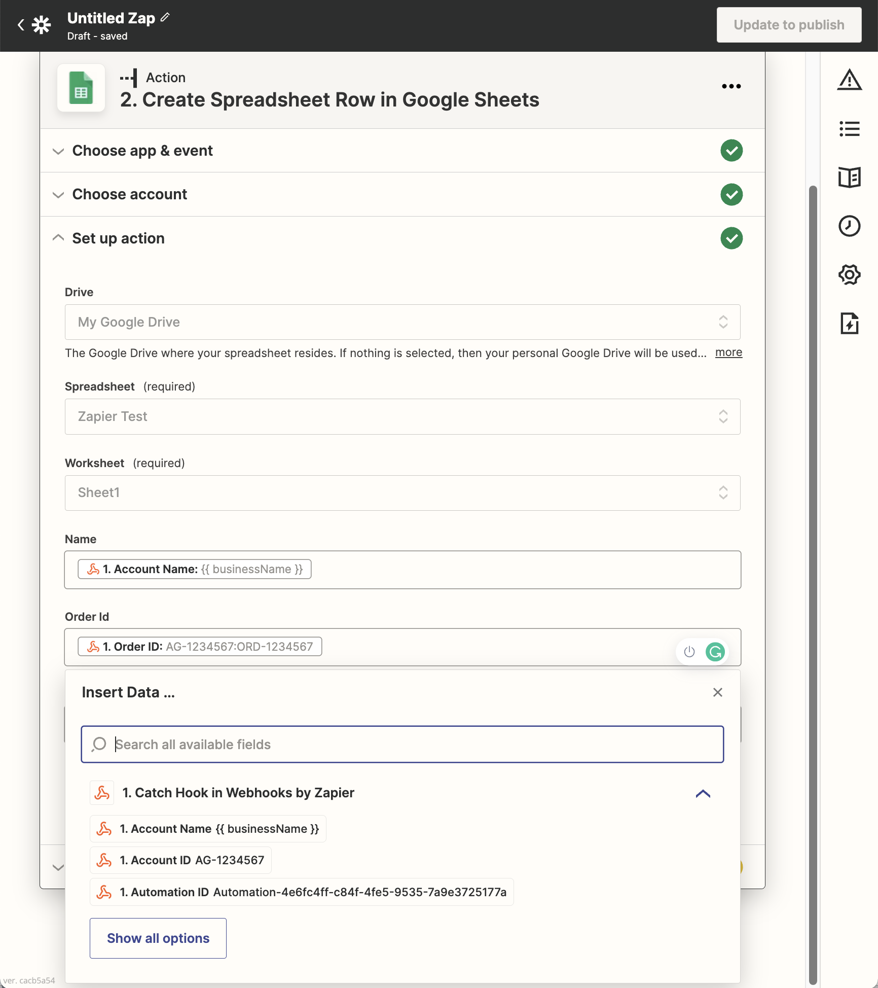 Add action in Zapier