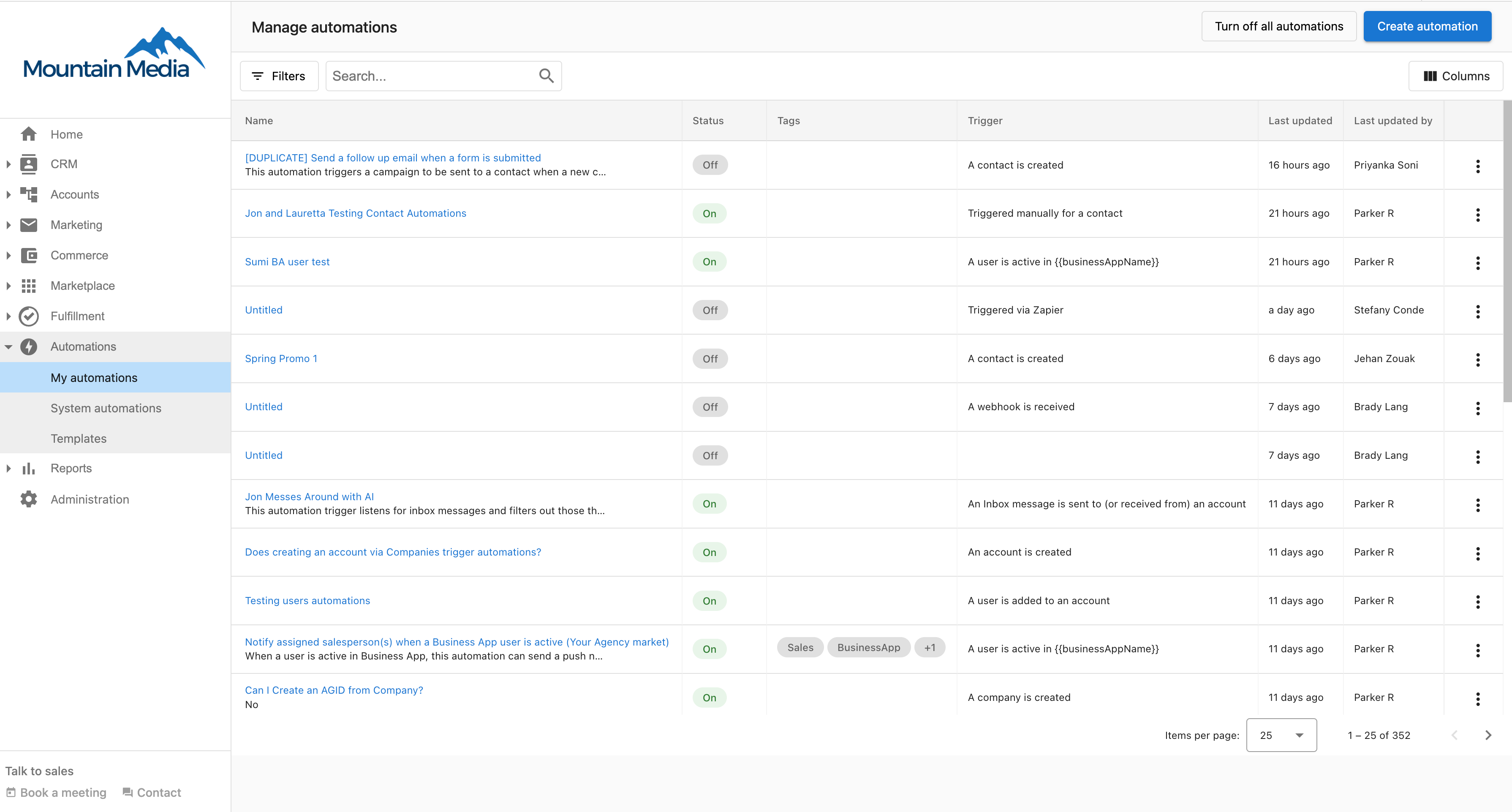 Automation workflow example