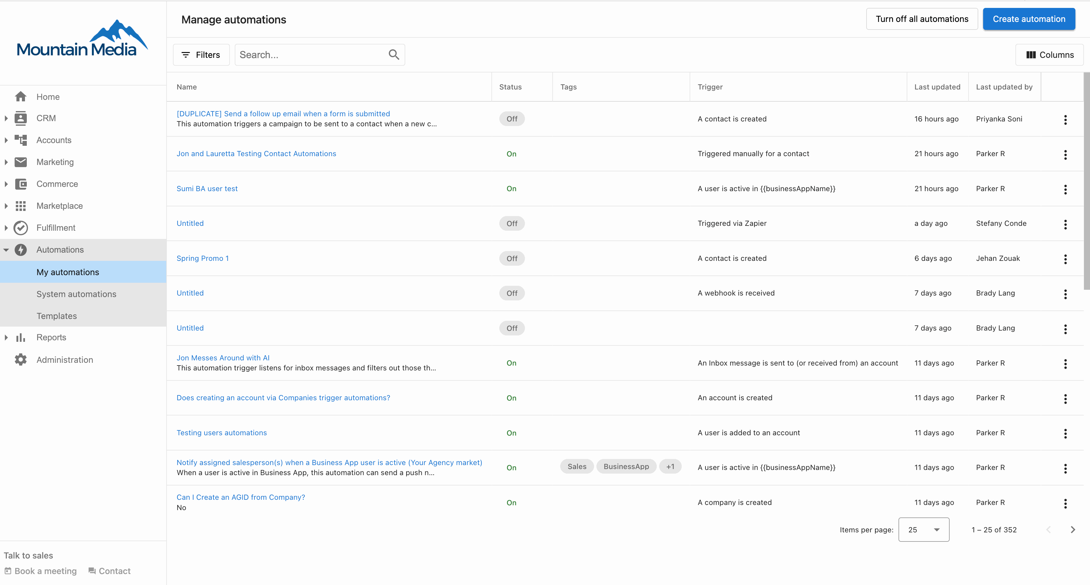 Automation workflow example