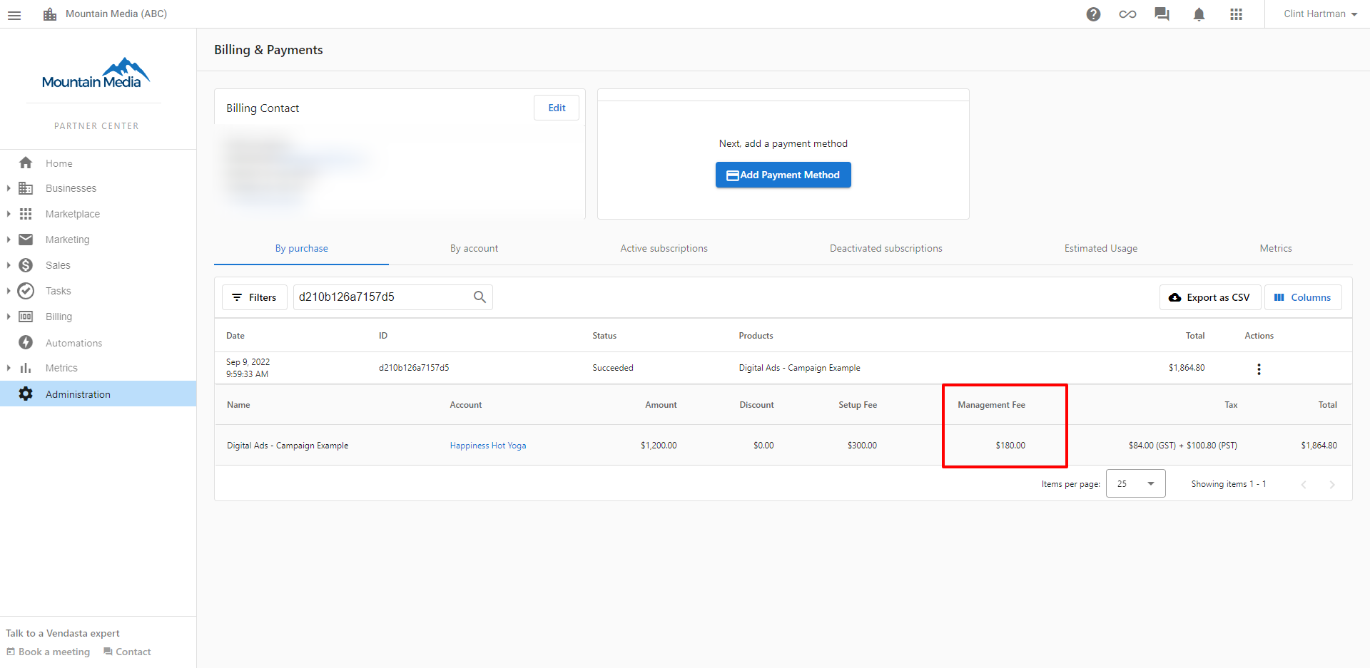 By Purchase tab view