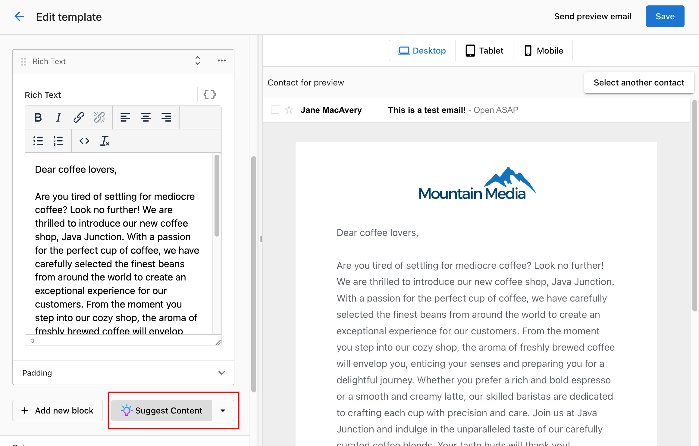 Create email with AI