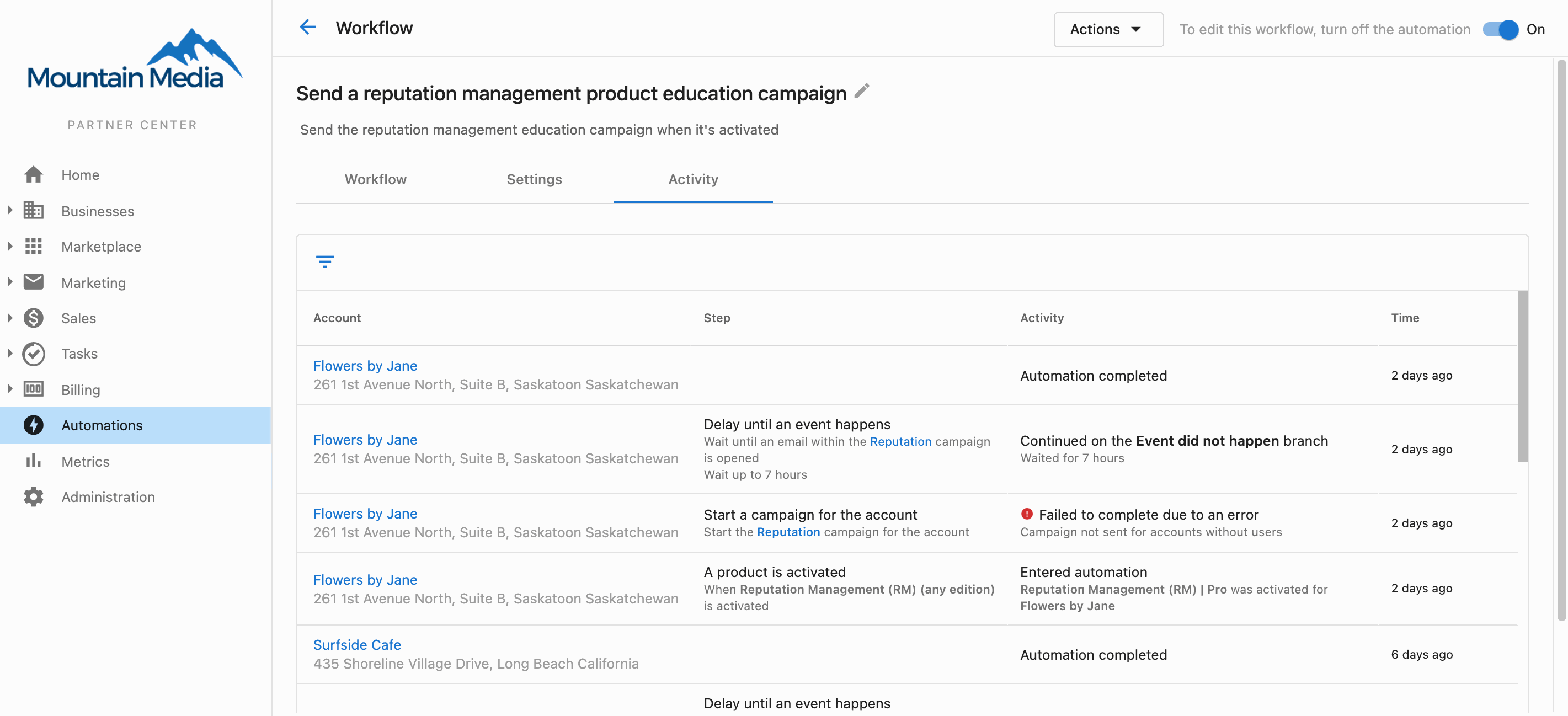 Create automation button