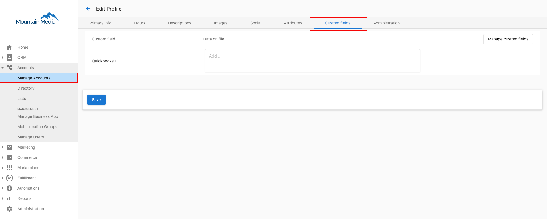 Data Entry for Custom Fields