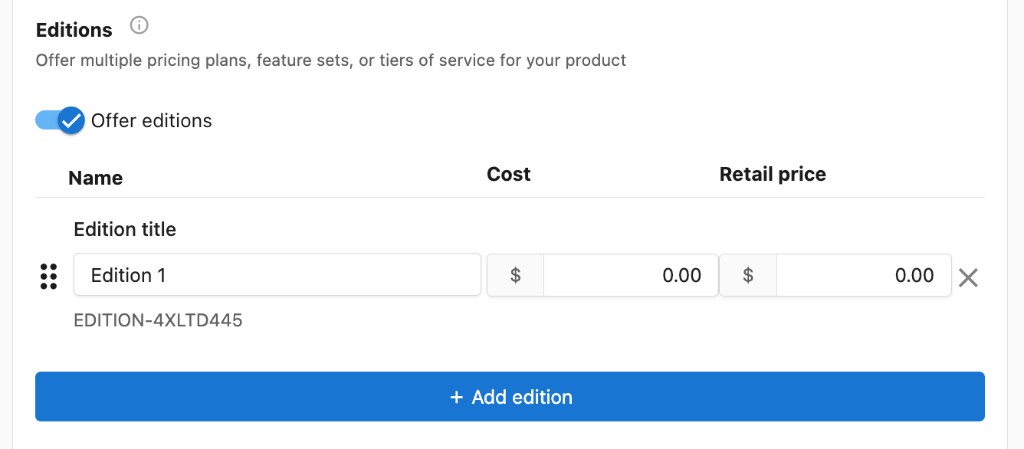Editions configuration