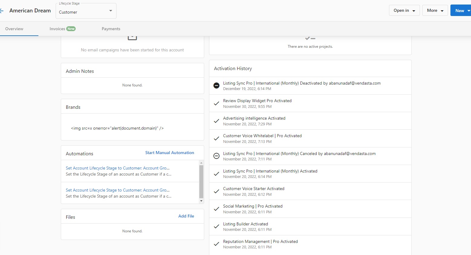Deactivation date on Activation History page