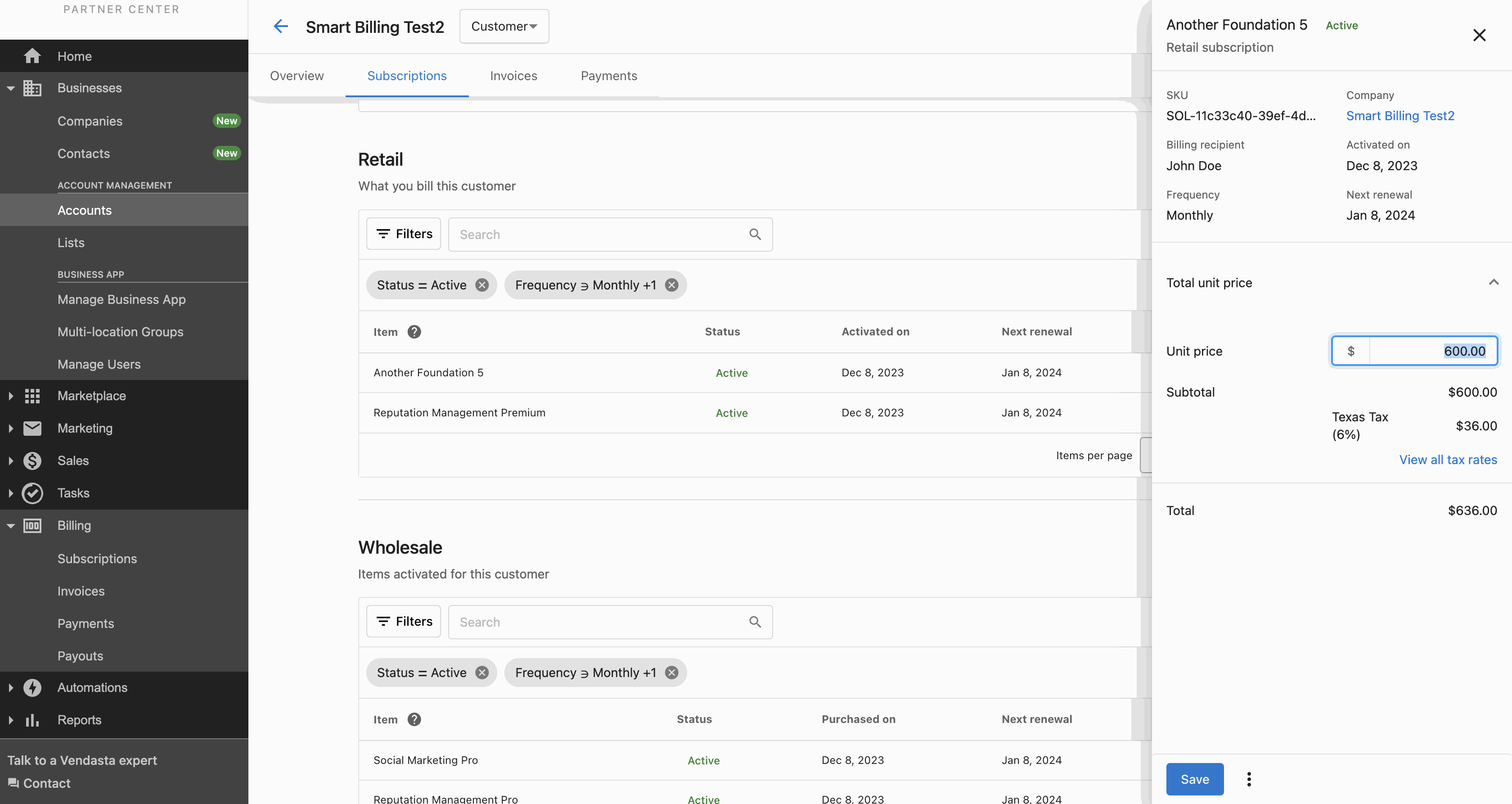 Edit subscription price