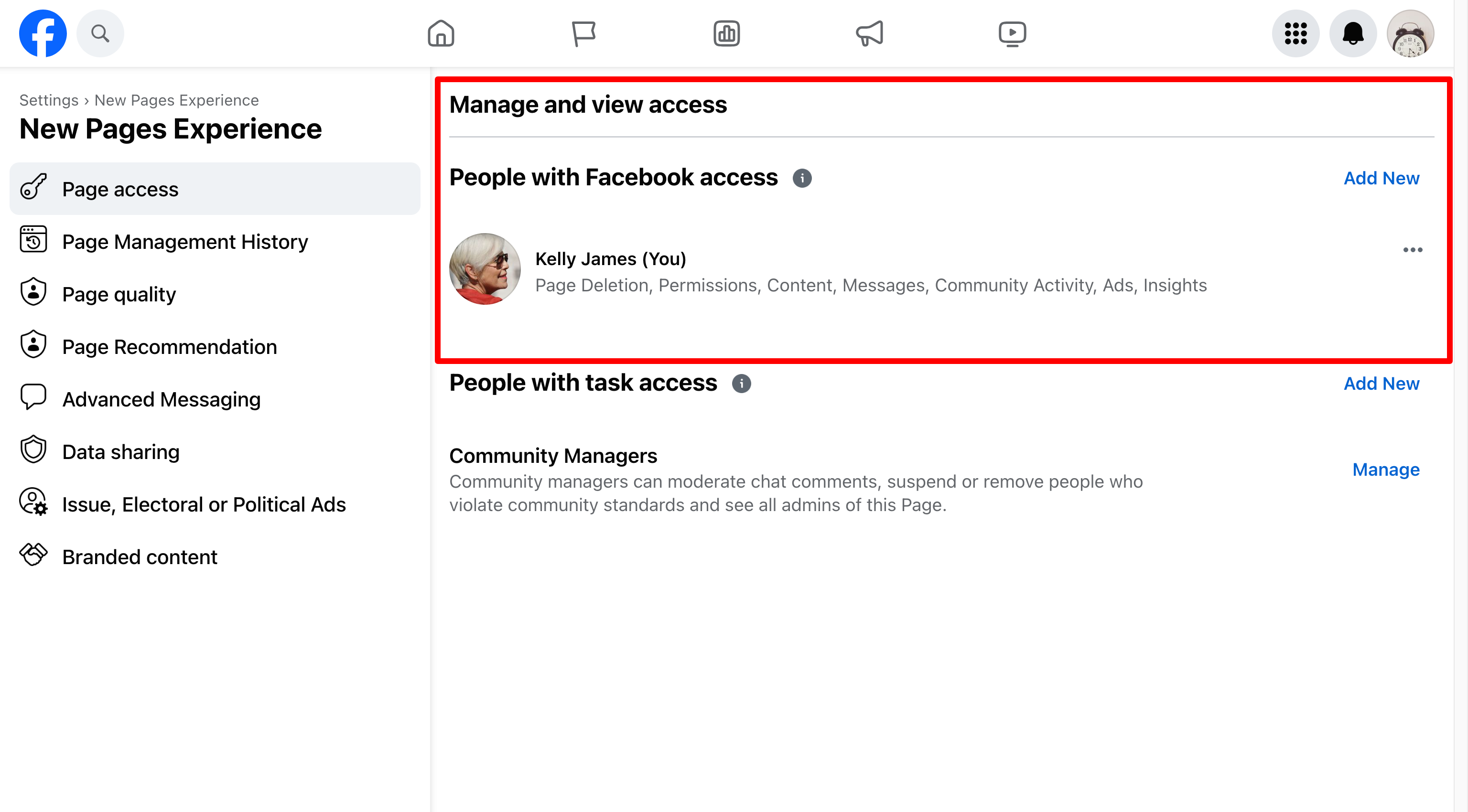 Facebook page access request from Vendasta Services