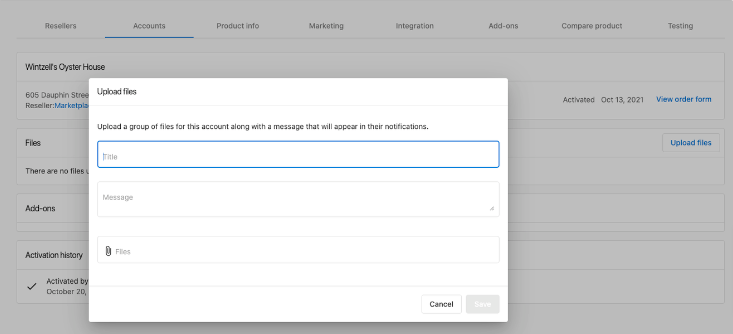 File upload interface