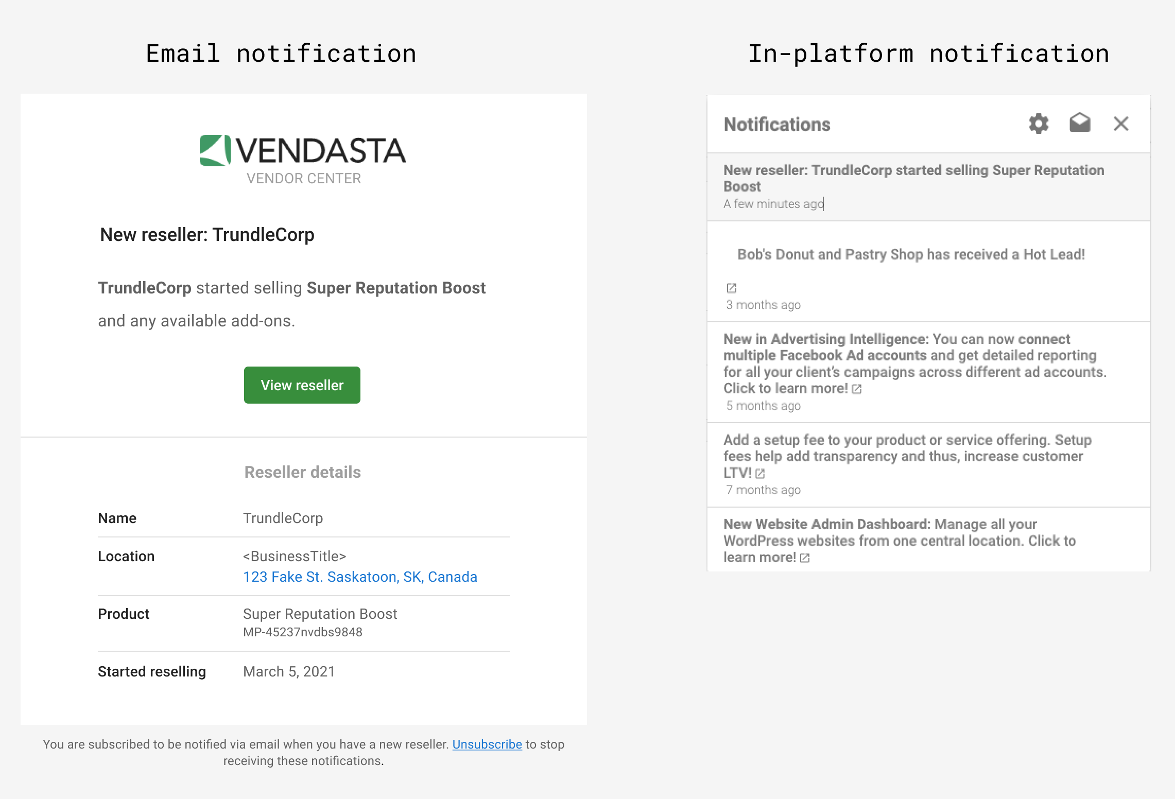 Start Selling Notification
