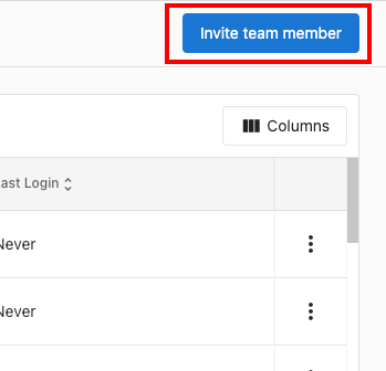 Invite Team Member Button