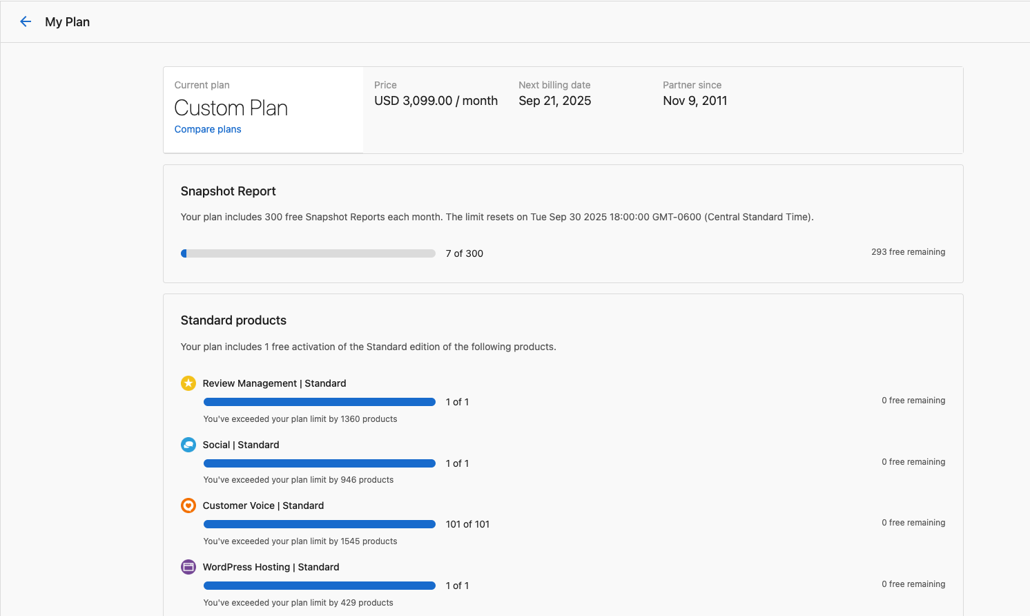 Subscription plan details screen