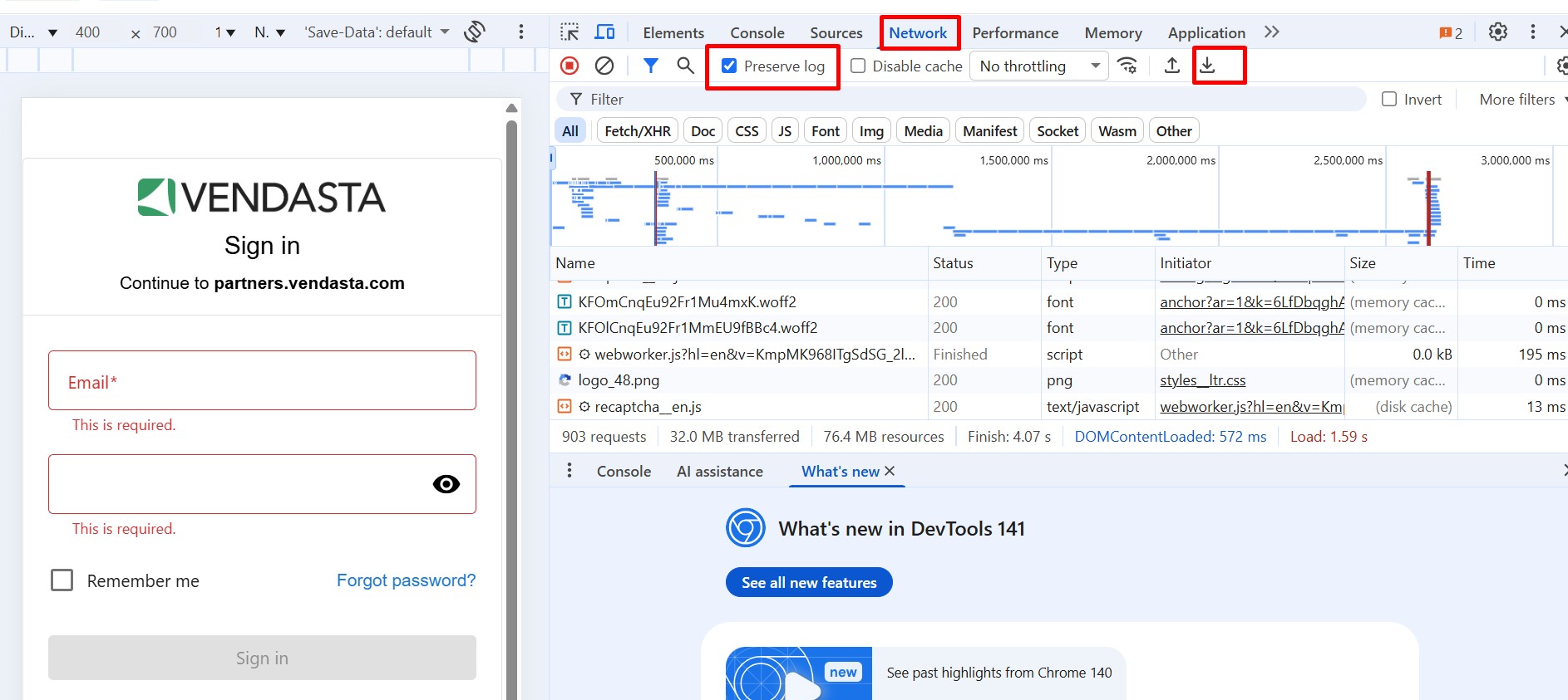 Network HAR File Console
