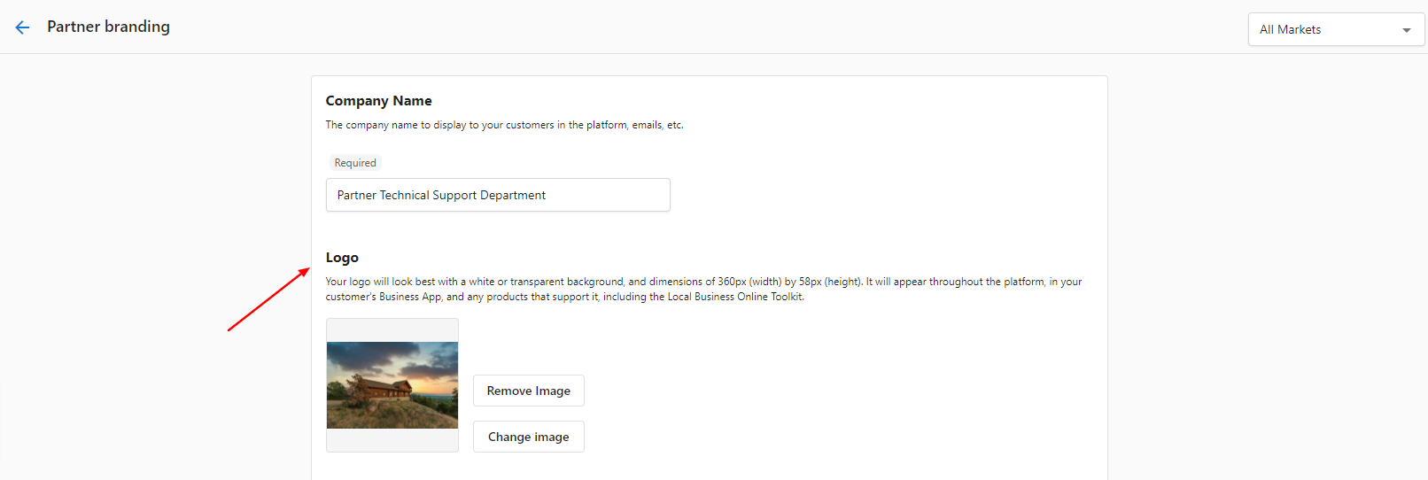 Partner branding logo settings