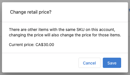Price changes indicator