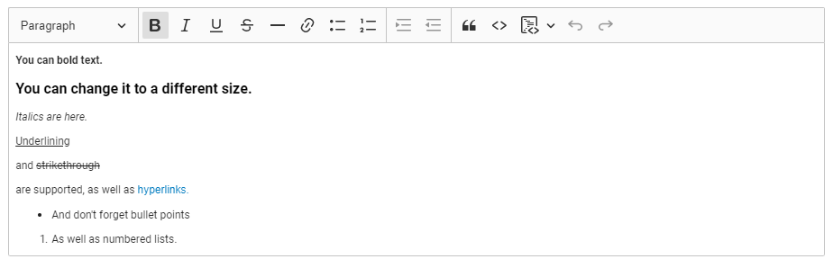 Rich text formatting